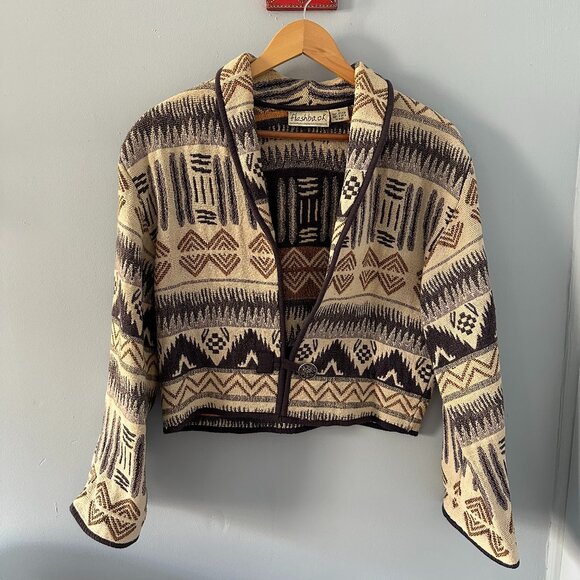 Flashback Jackets & Blazers - Vintage FLASHBACK Woven Cotton Patterned Cropped Jacket
